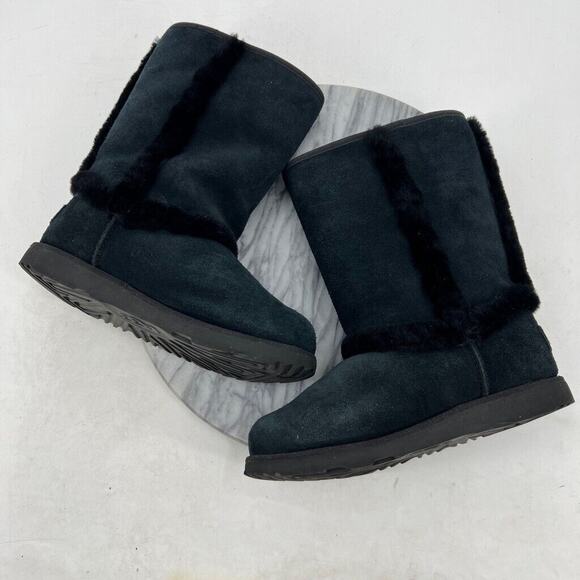 UGG Youth 4 Snow Boots Black Hadley 2 Waterproof Wool Mid Calf Tall 1106835K - Picture 6 of 14